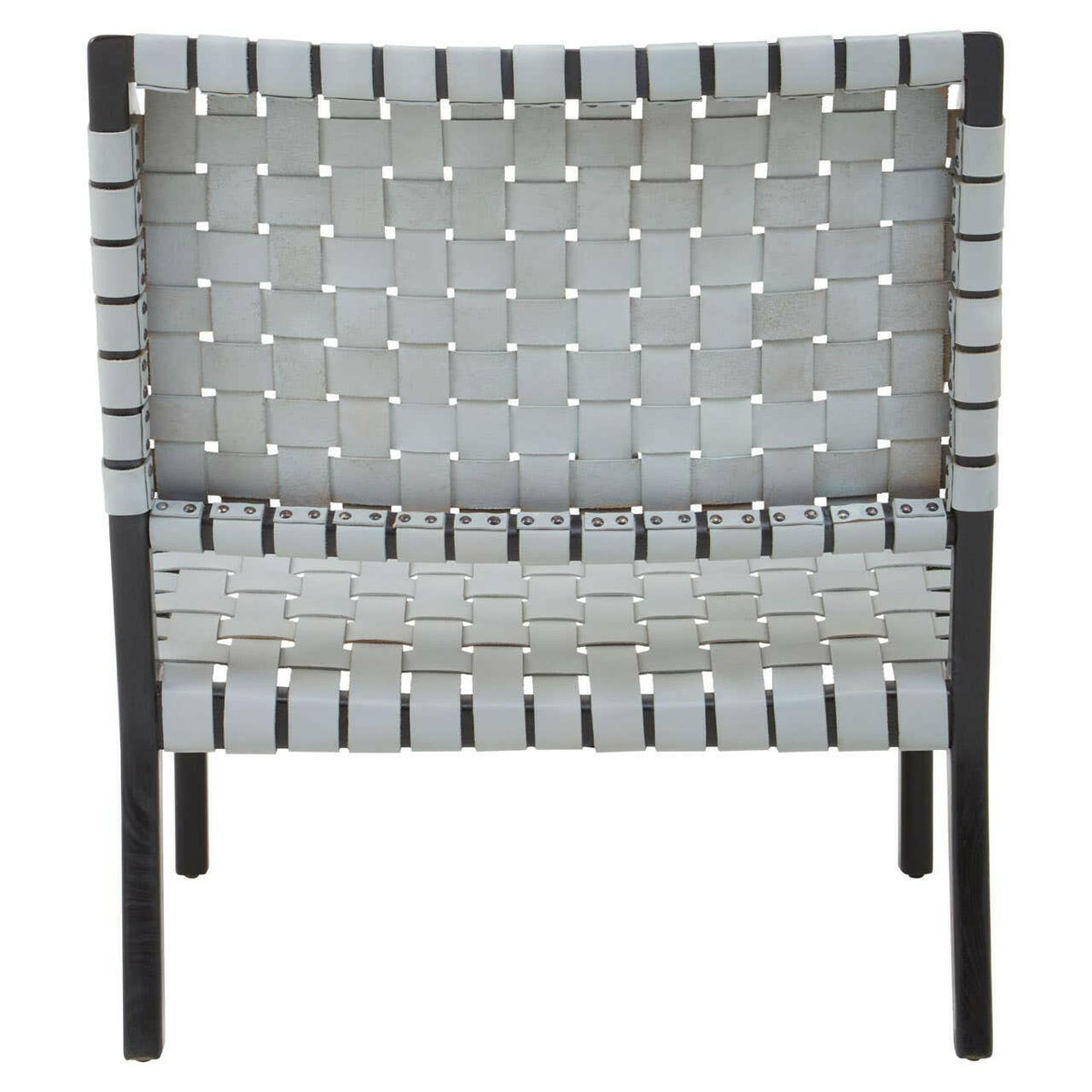 Kendari Grey Leather Woven Chair.