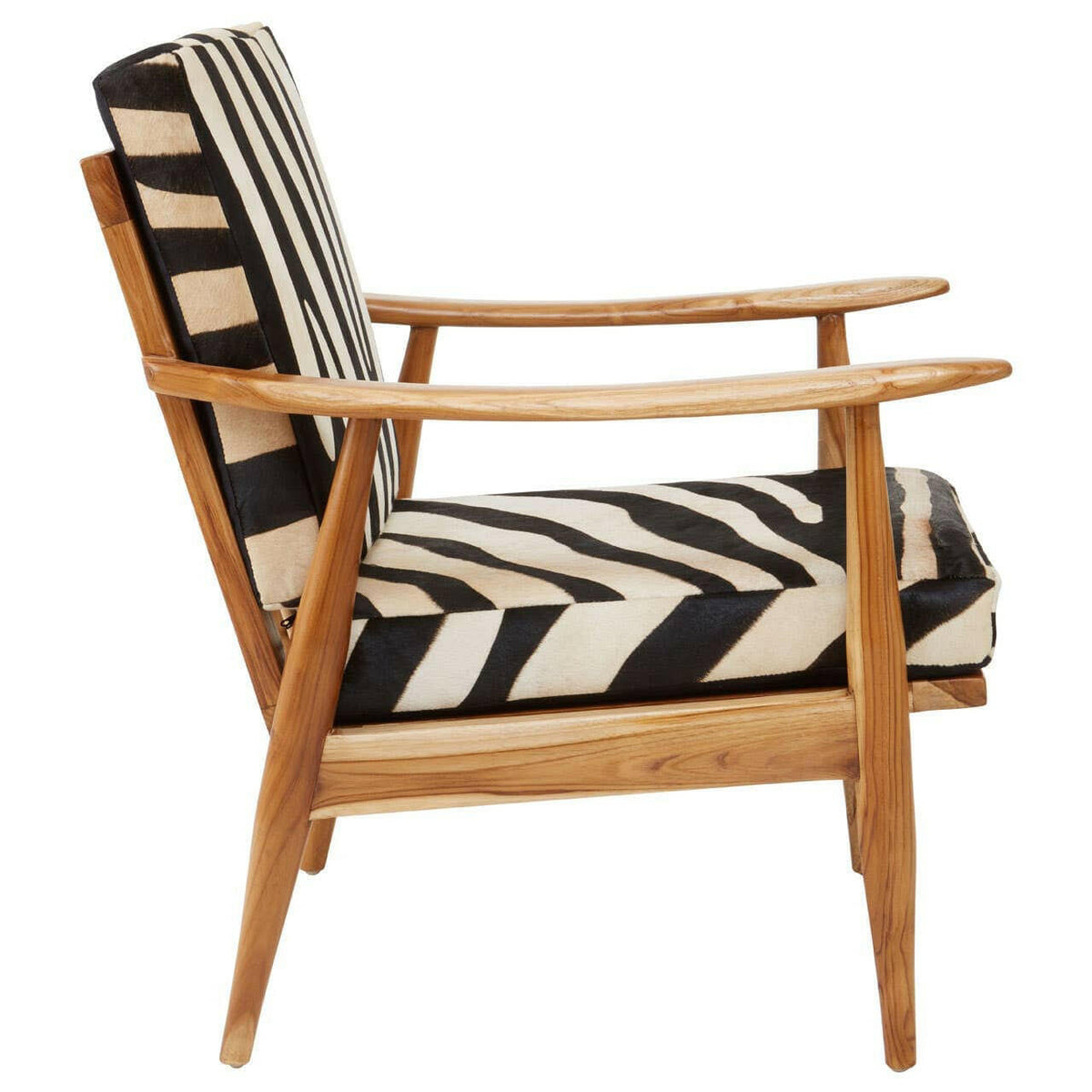 Kendari Leather Zebra Pattern And Teak Chair.