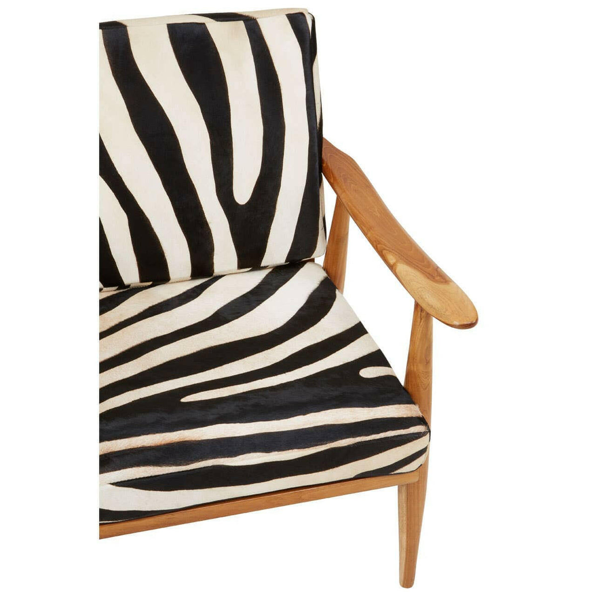 Kendari Leather Zebra Pattern And Teak Chair.