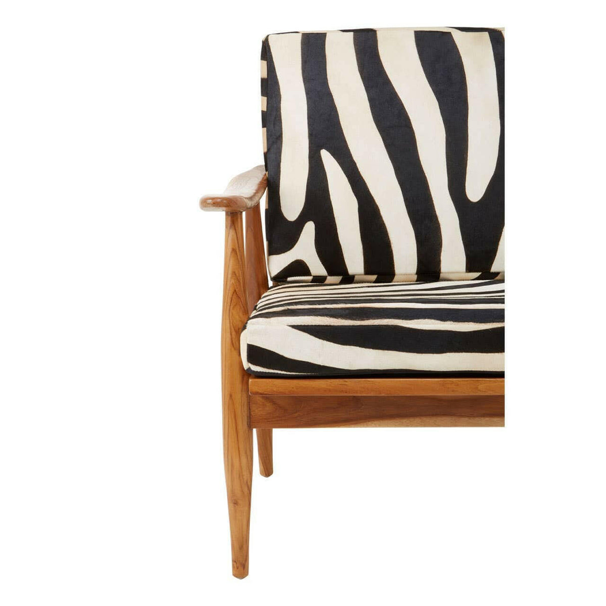 Kendari Leather Zebra Pattern And Teak Chair.
