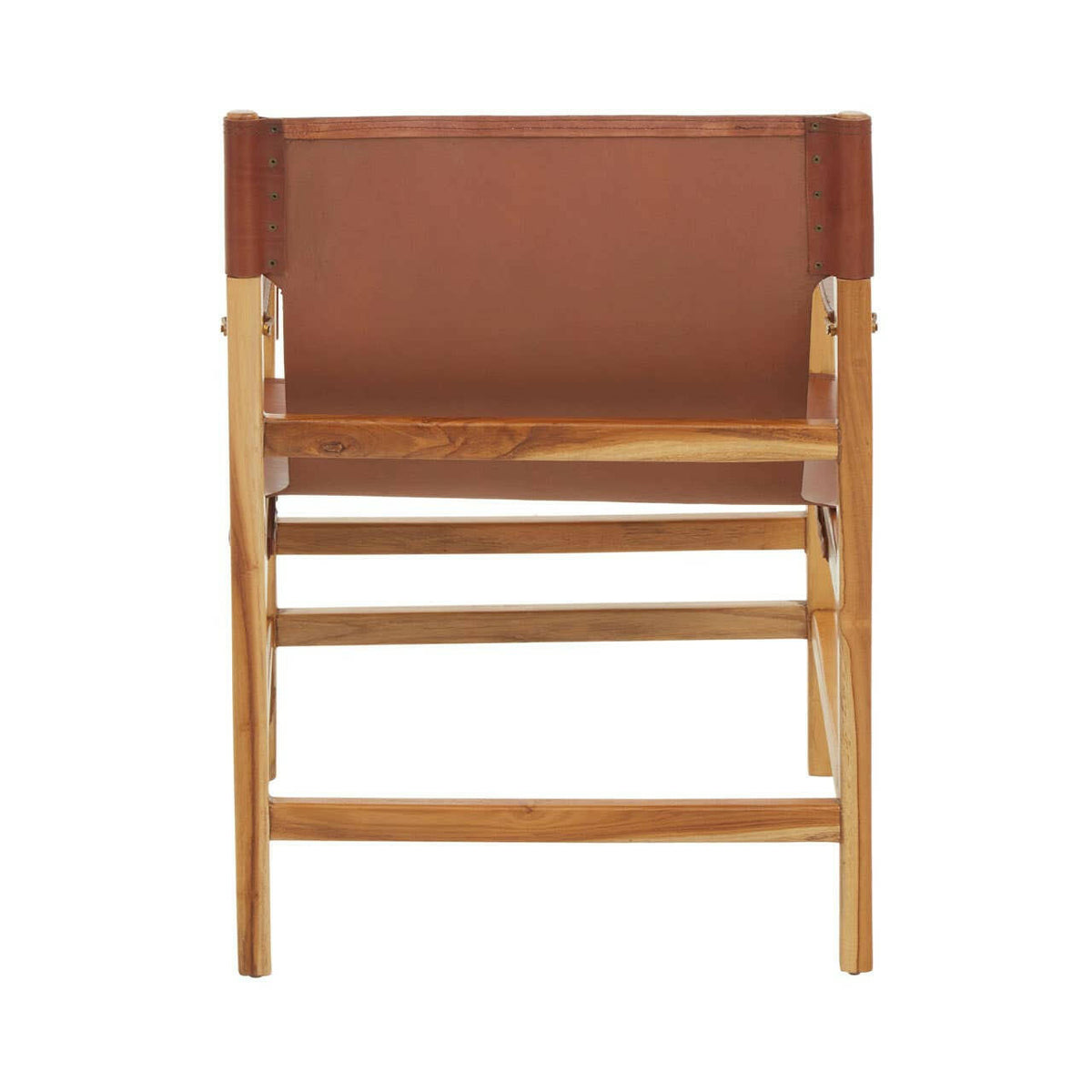 Kendari Light Brown Leather And Light Teak Wood Chair.