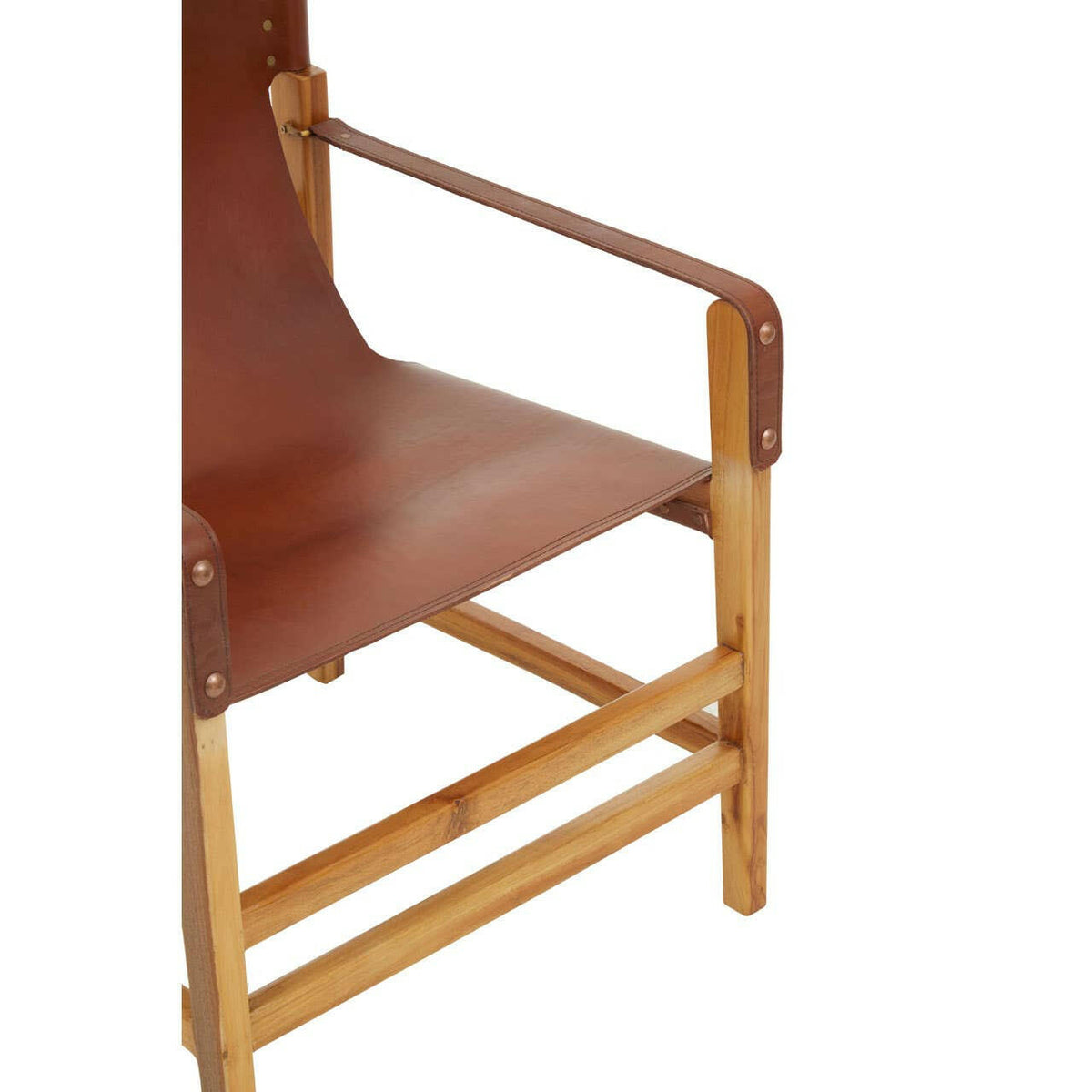 Kendari Light Brown Leather And Light Teak Wood Chair.