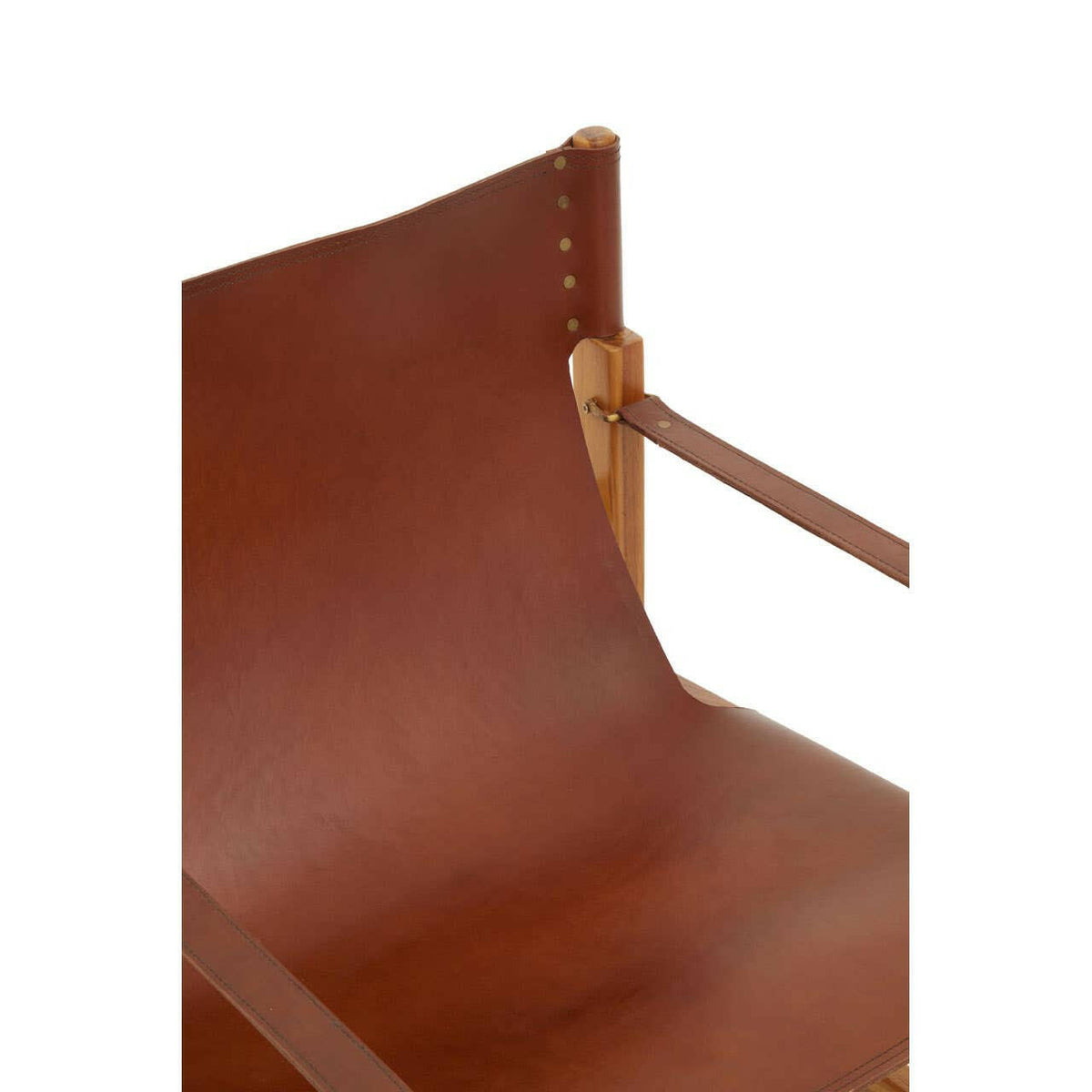 Kendari Light Brown Leather And Light Teak Wood Chair.