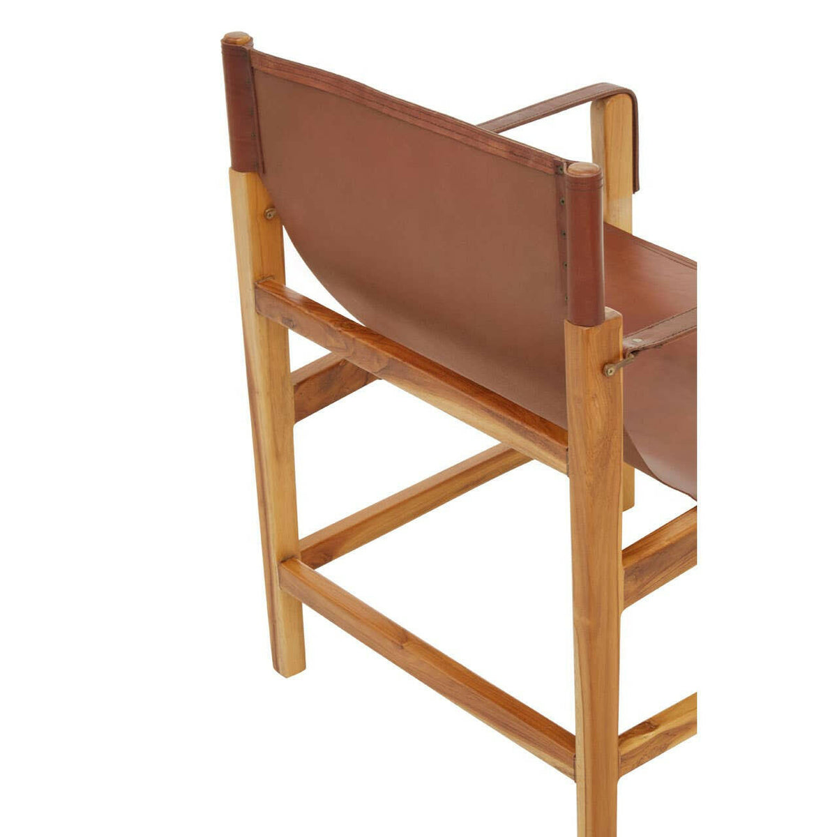 Kendari Light Brown Leather And Light Teak Wood Chair.