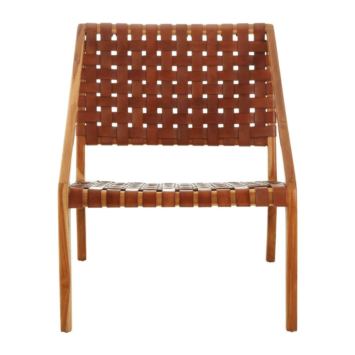 Kendari Tan Strapped Leather And Teak Chair.