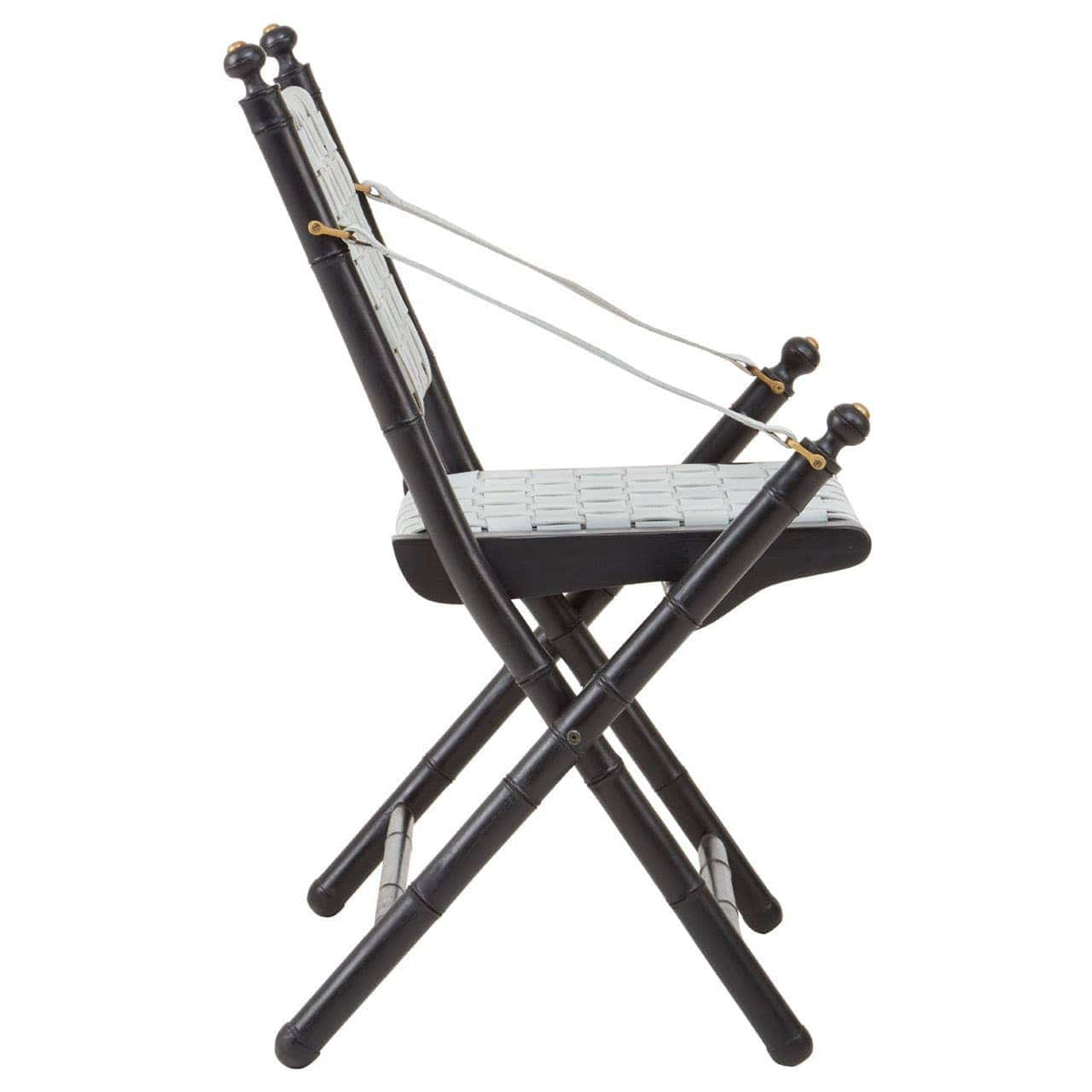 Kendari White Leather And Black Teak Wood Chair.