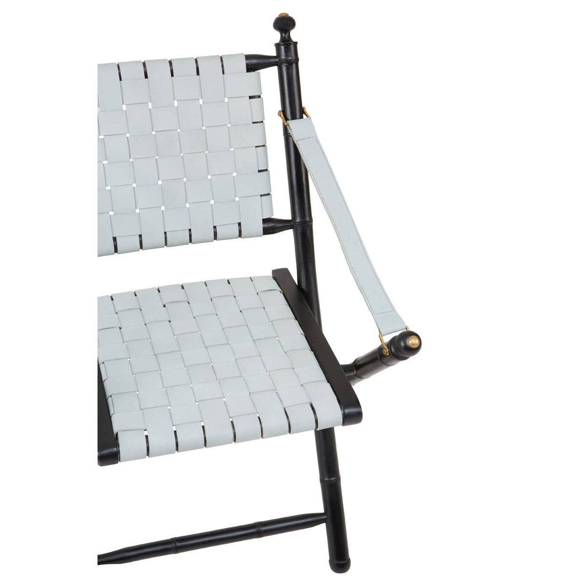 Kendari White Leather And Black Teak Wood Chair.