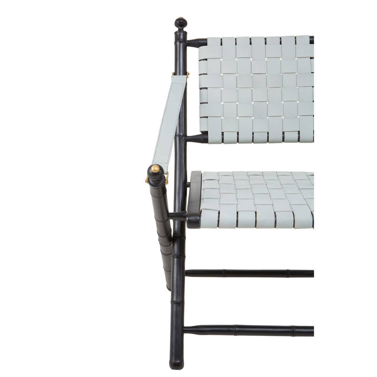 Kendari White Leather And Black Teak Wood Chair.