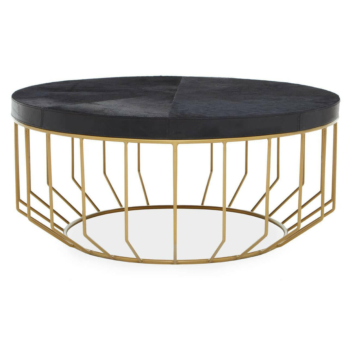 Kensington Townhouse Hair On Hide Black And Gold Round Coffee Table.