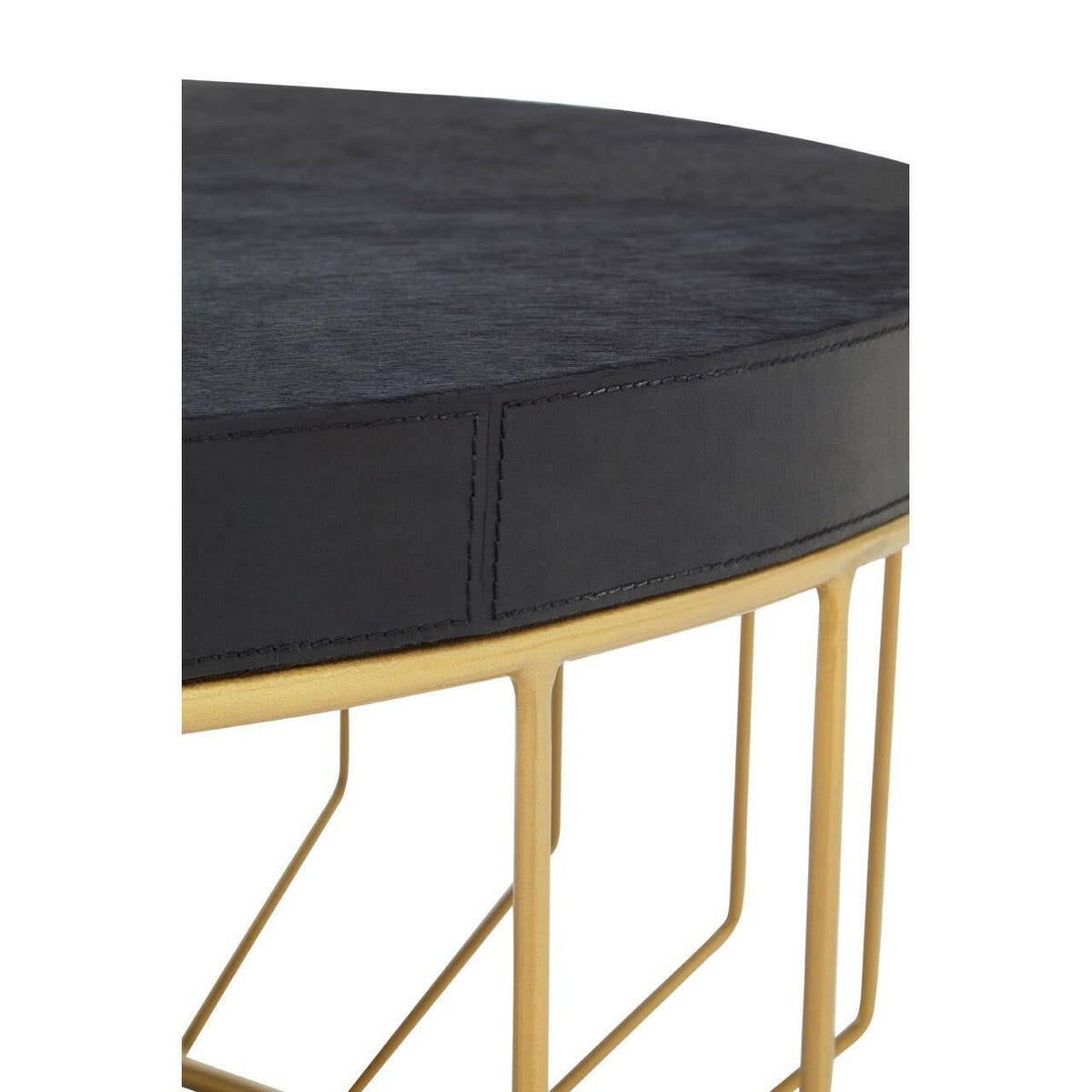 Kensington Townhouse Hair On Hide Black And Gold Round Coffee Table.