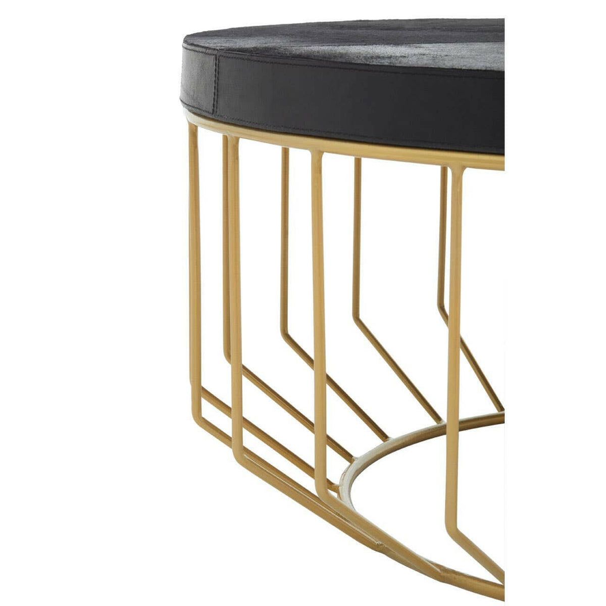 Kensington Townhouse Hair On Hide Black And Gold Round Coffee Table.