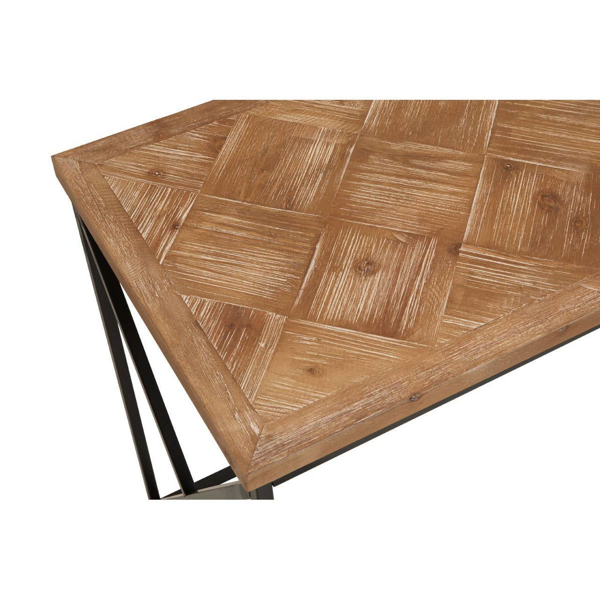 Kickford Console With Natural Parquet Top.
