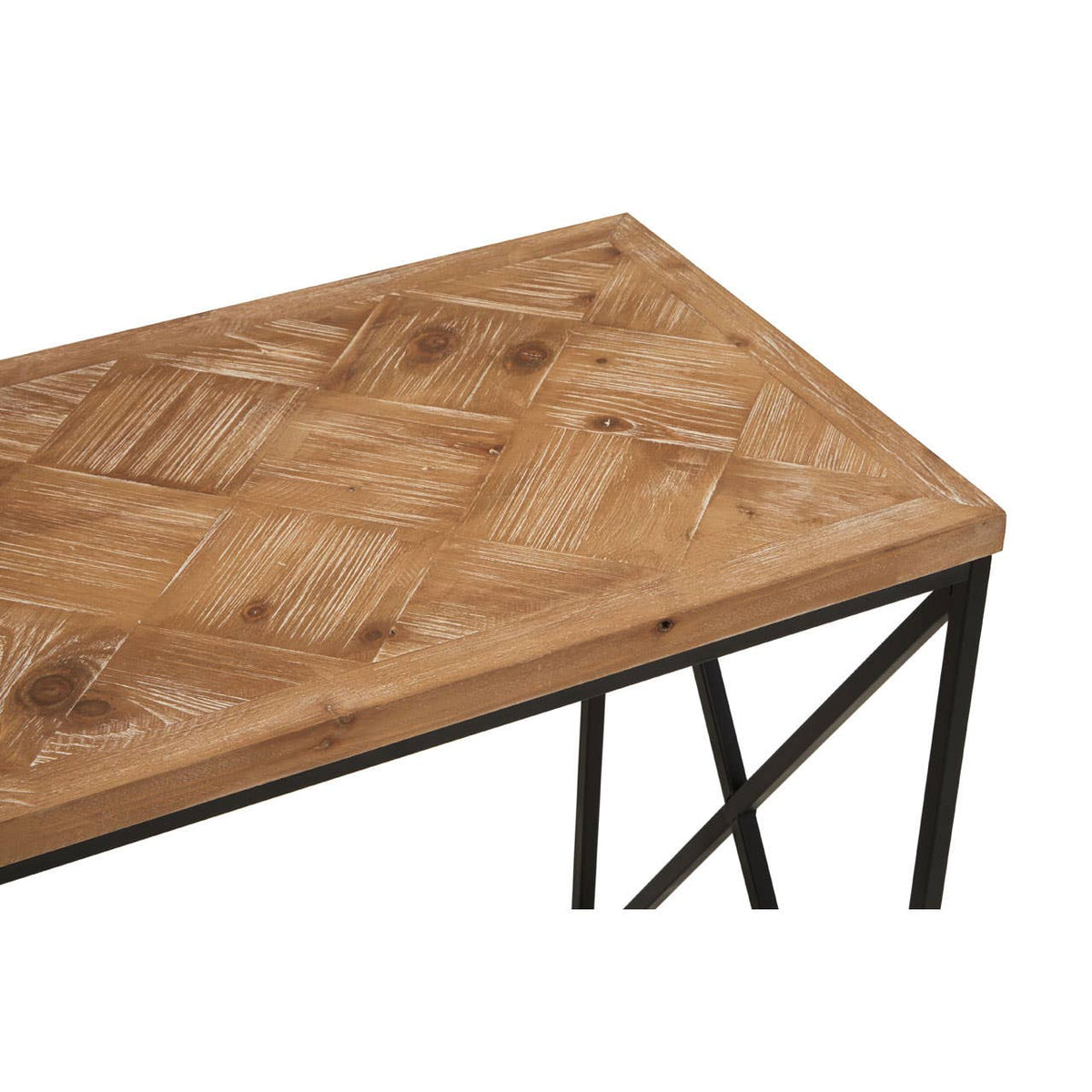 Kickford Console With Natural Parquet Top.