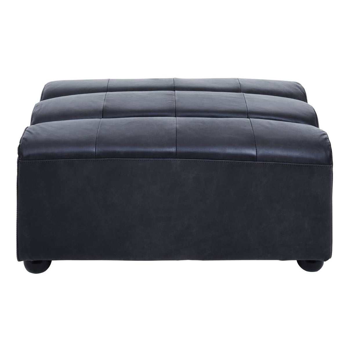 King Distressed Slate Leather Ottoman.