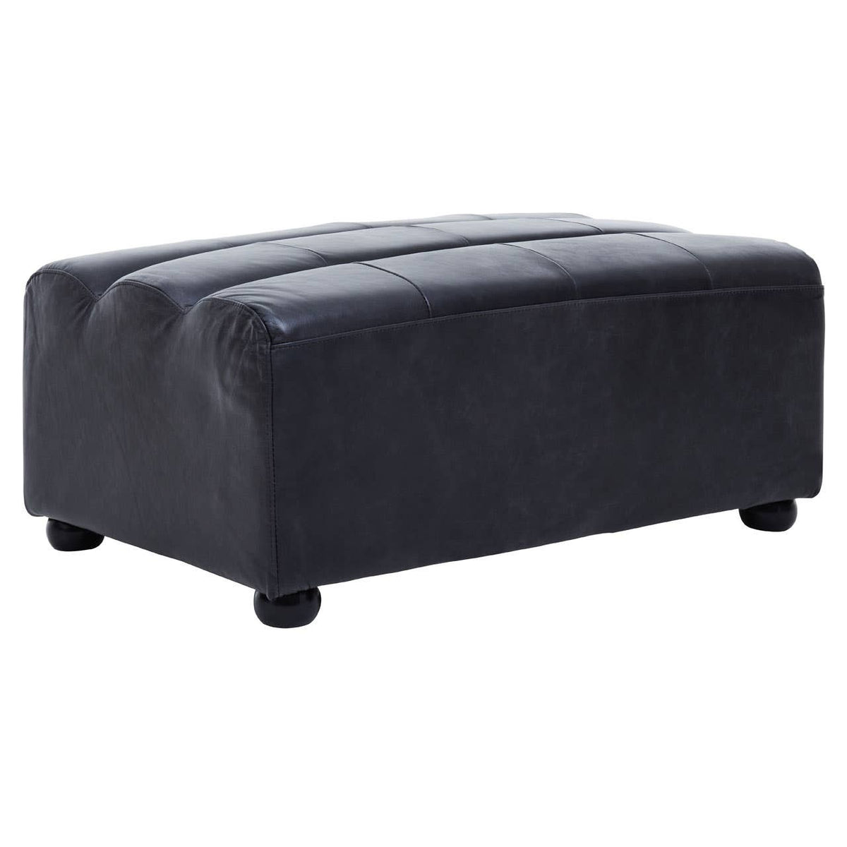 King Distressed Slate Leather Ottoman.
