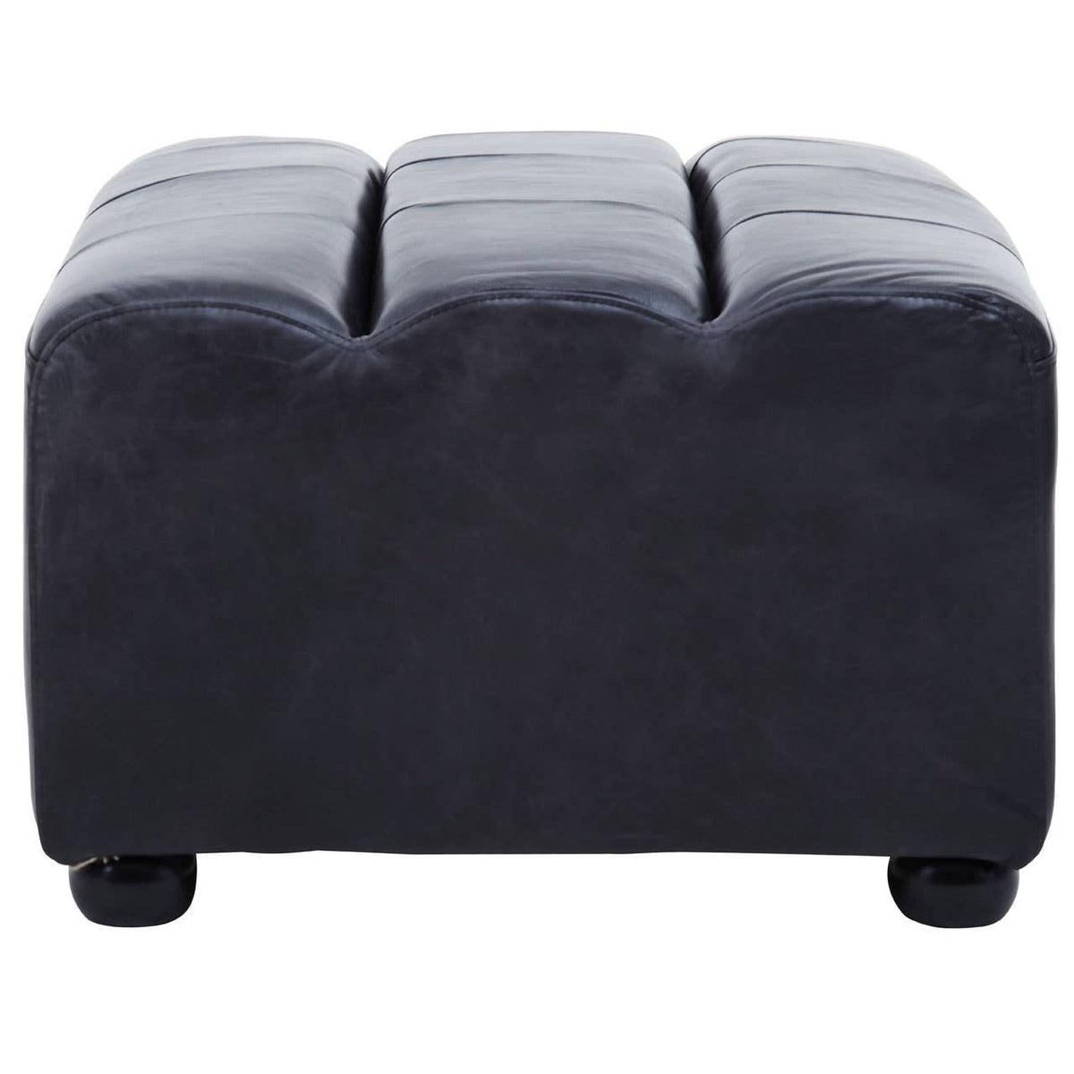 King Distressed Slate Leather Ottoman.
