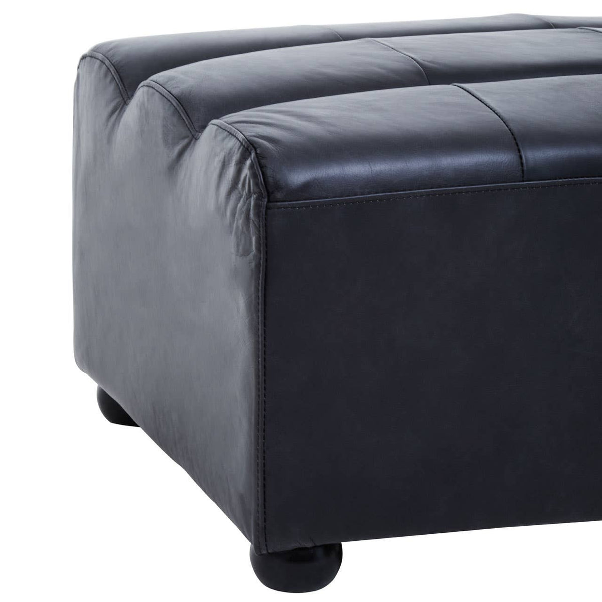 King Distressed Slate Leather Ottoman.