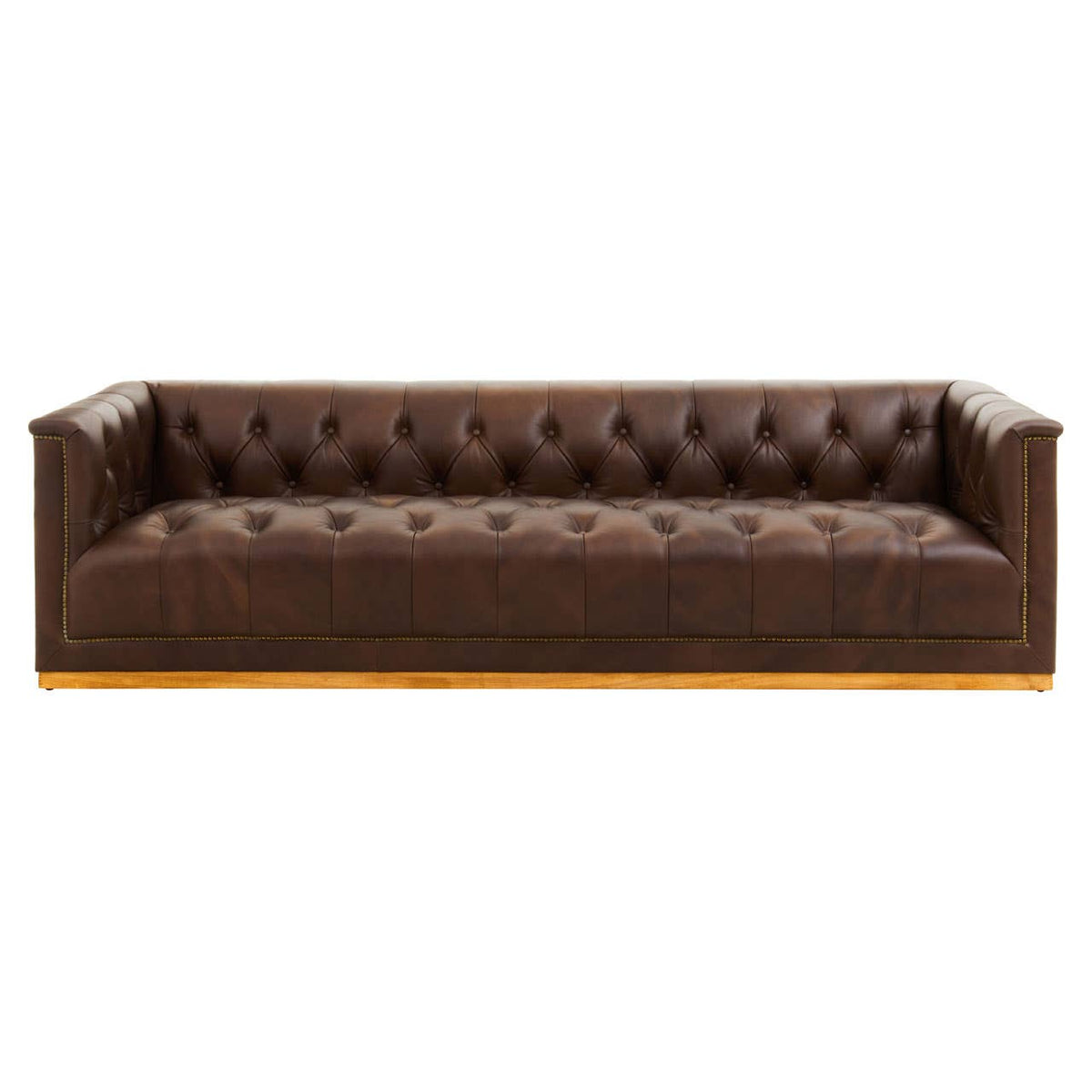 King Three Seater Tufted Leather Sofa.