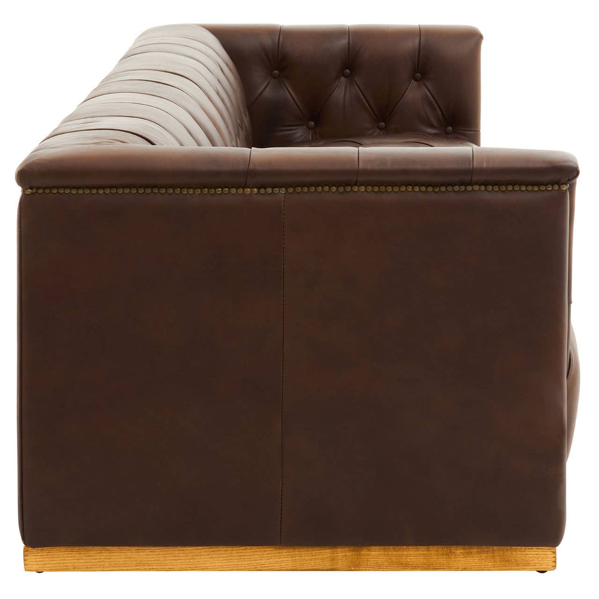 King Three Seater Tufted Leather Sofa.