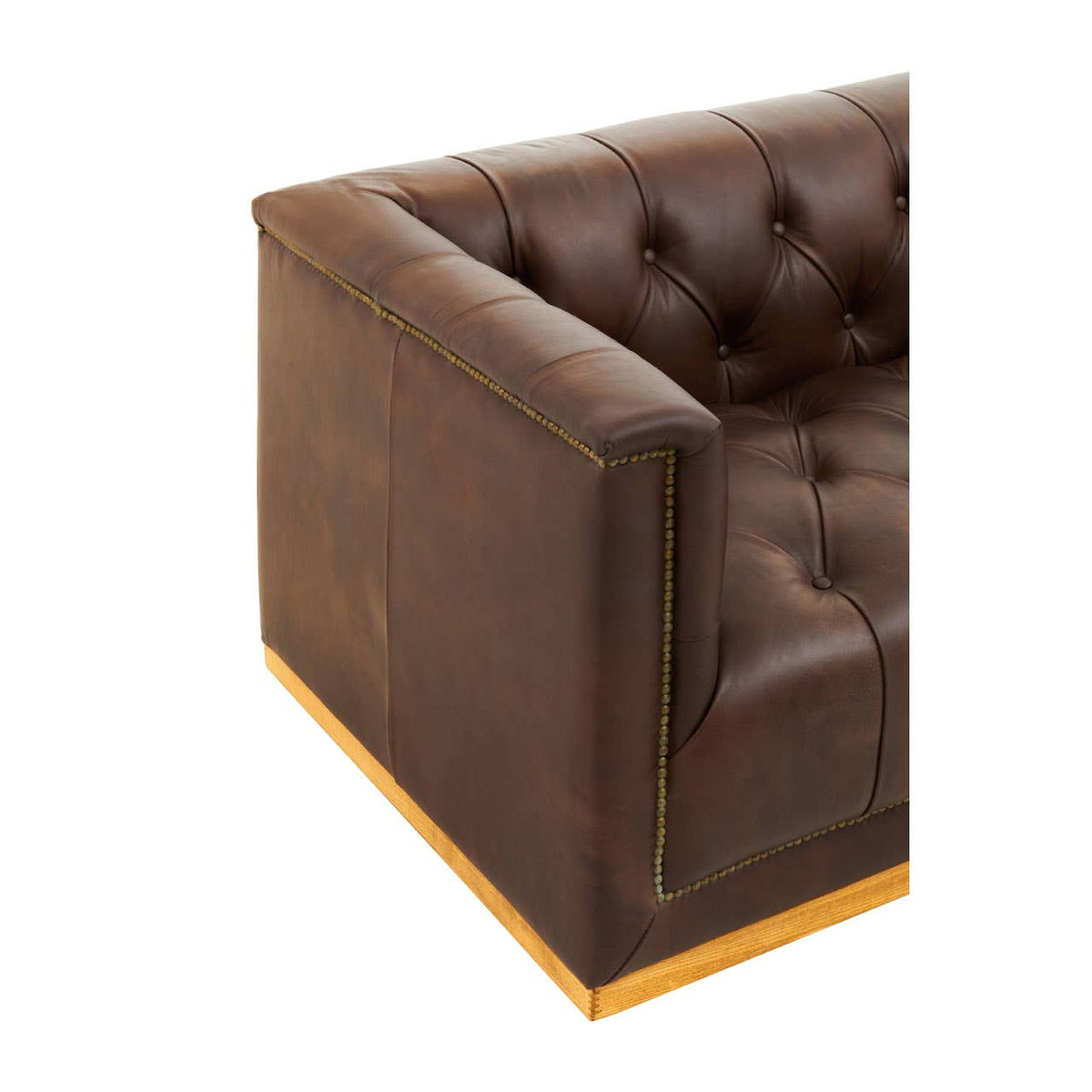 King Three Seater Tufted Leather Sofa.