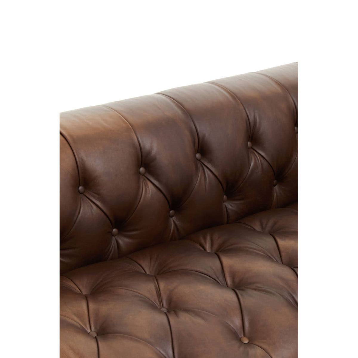 King Three Seater Tufted Leather Sofa.
