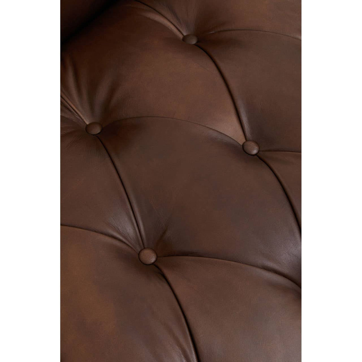 King Three Seater Tufted Leather Sofa.