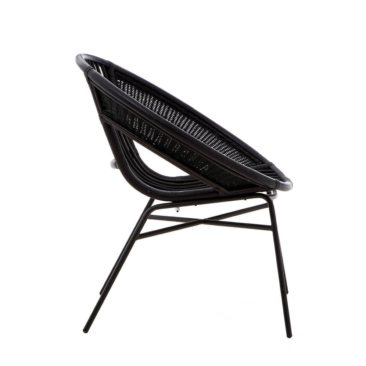 Lagom Black Natural Rattan And Iron Black Chair.