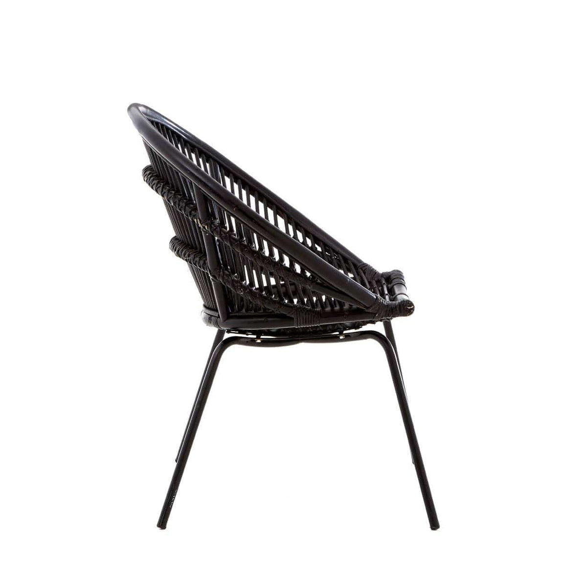 Lagom Black Natural Rattan Chair With Iron Legs.