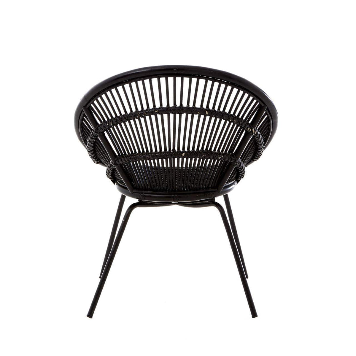 Lagom Black Natural Rattan Chair With Iron Legs.