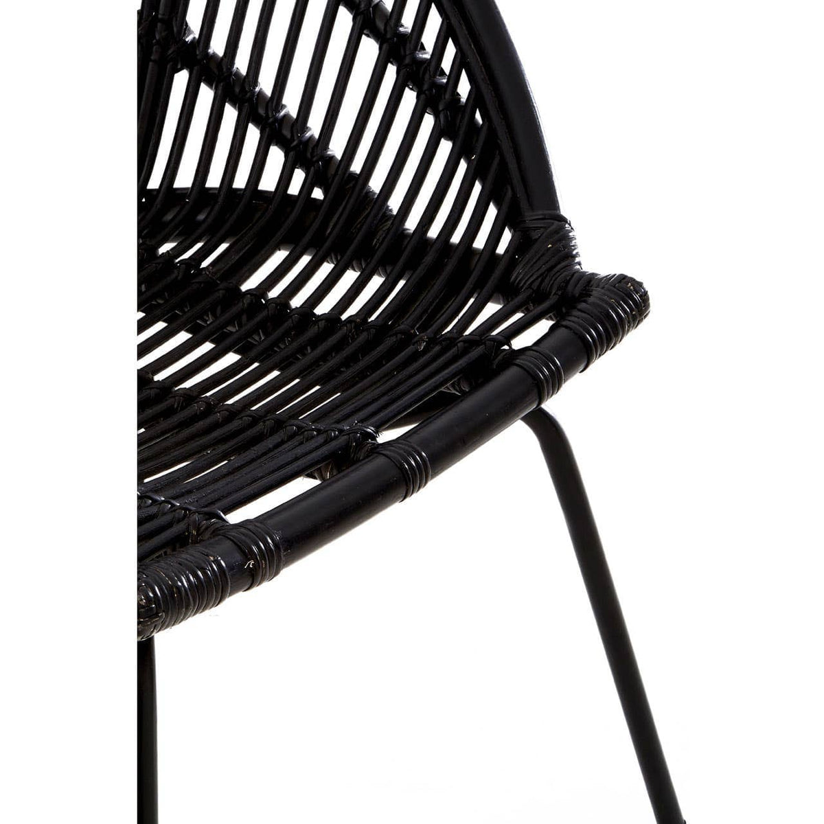 Lagom Black Natural Rattan Chair With Iron Legs.
