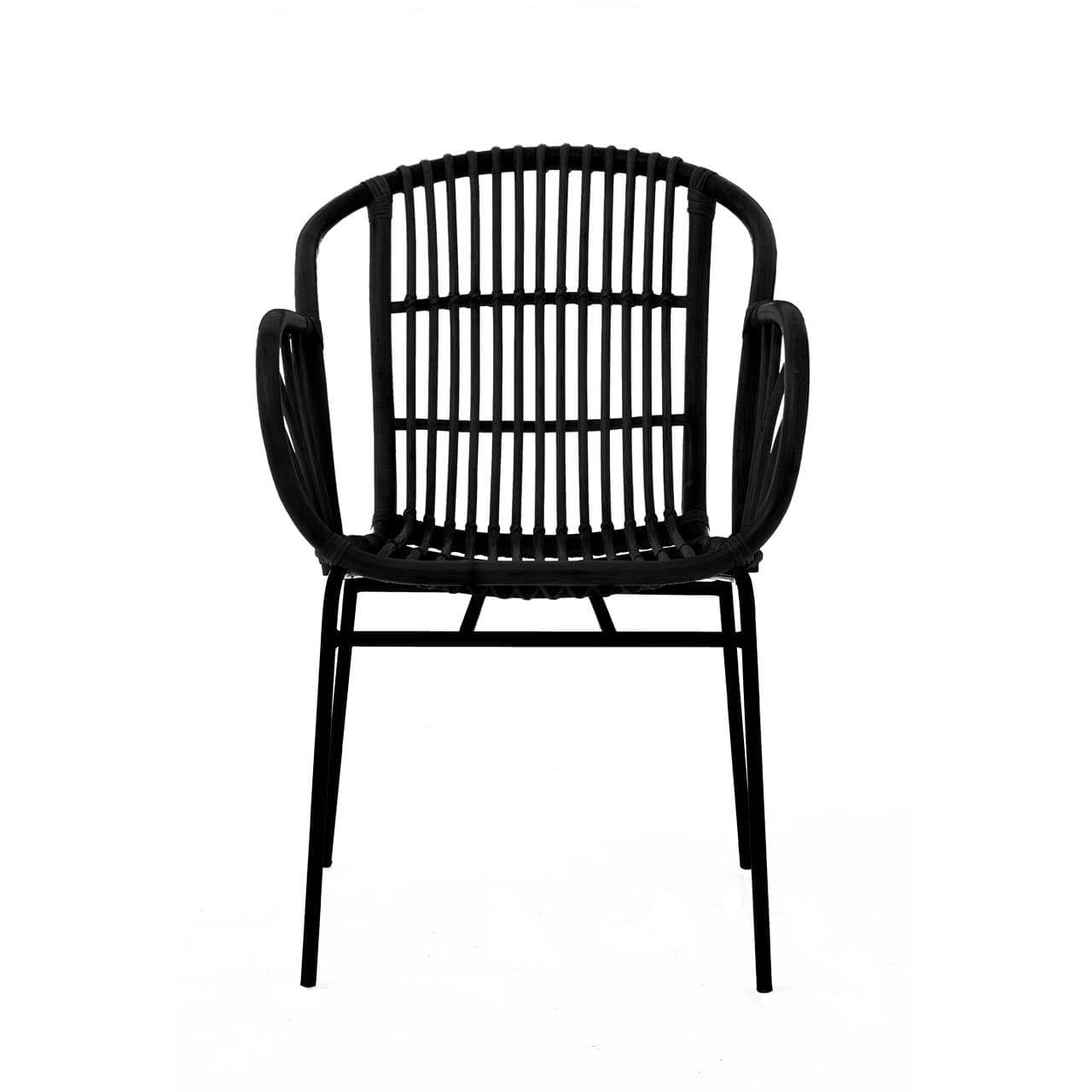 Noosa & Co. Living Lagom Black Natural Rattan Chair With Raised Sides House of Isabella UK