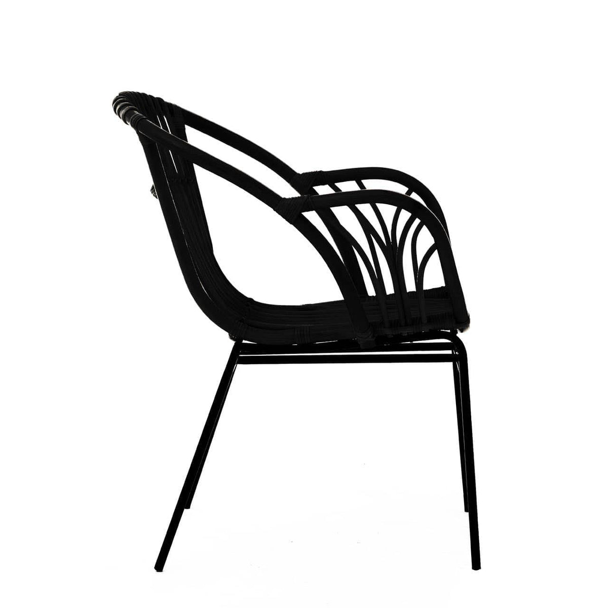 Lagom Black Natural Rattan Chair With Raised Sides.