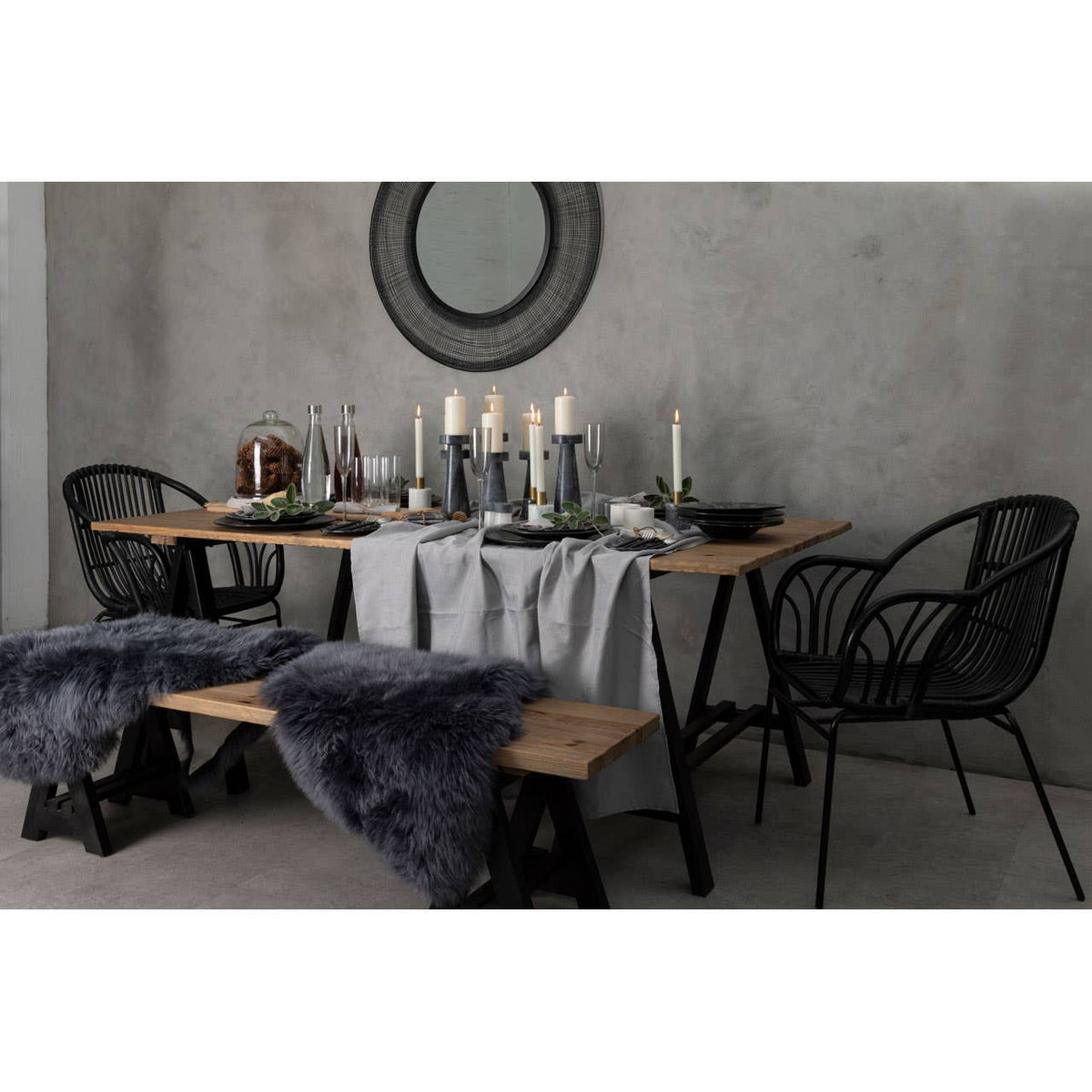 Lagom Black Natural Rattan Chair With Raised Sides.