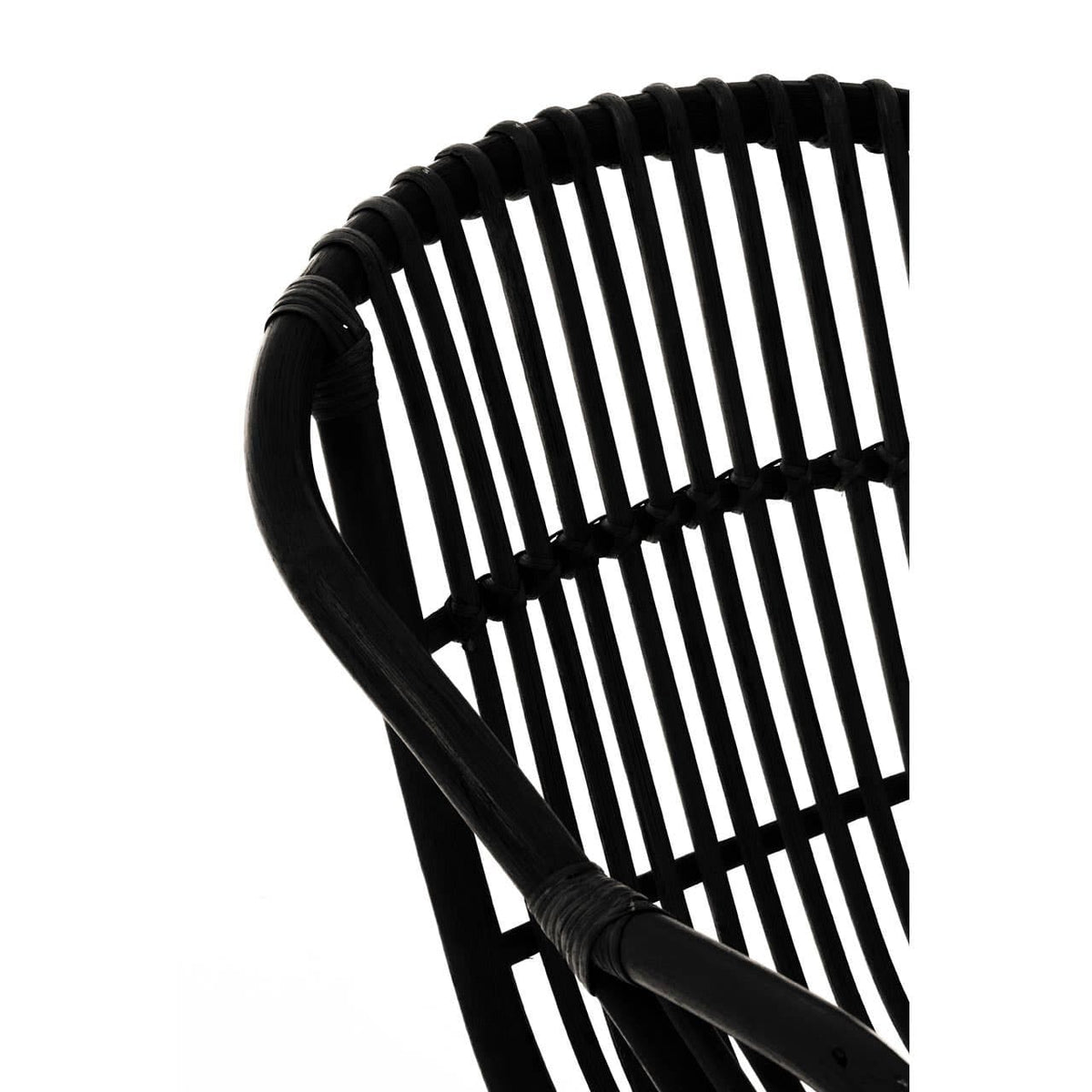 Lagom Black Natural Rattan Chair With Raised Sides.