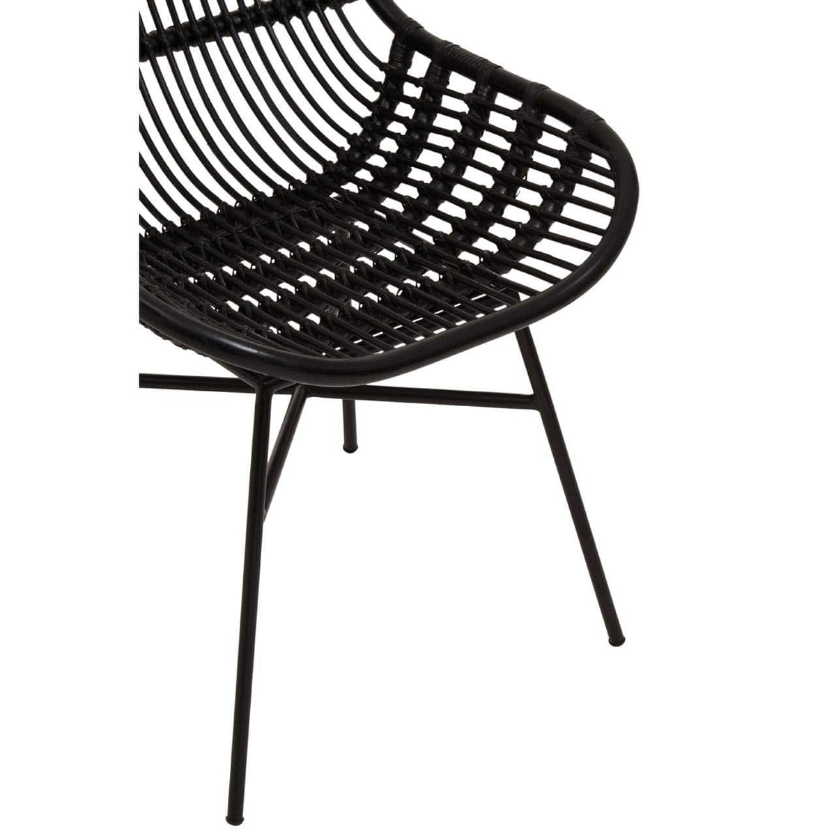 Lagom Curved Black Natural Rattan Chair.