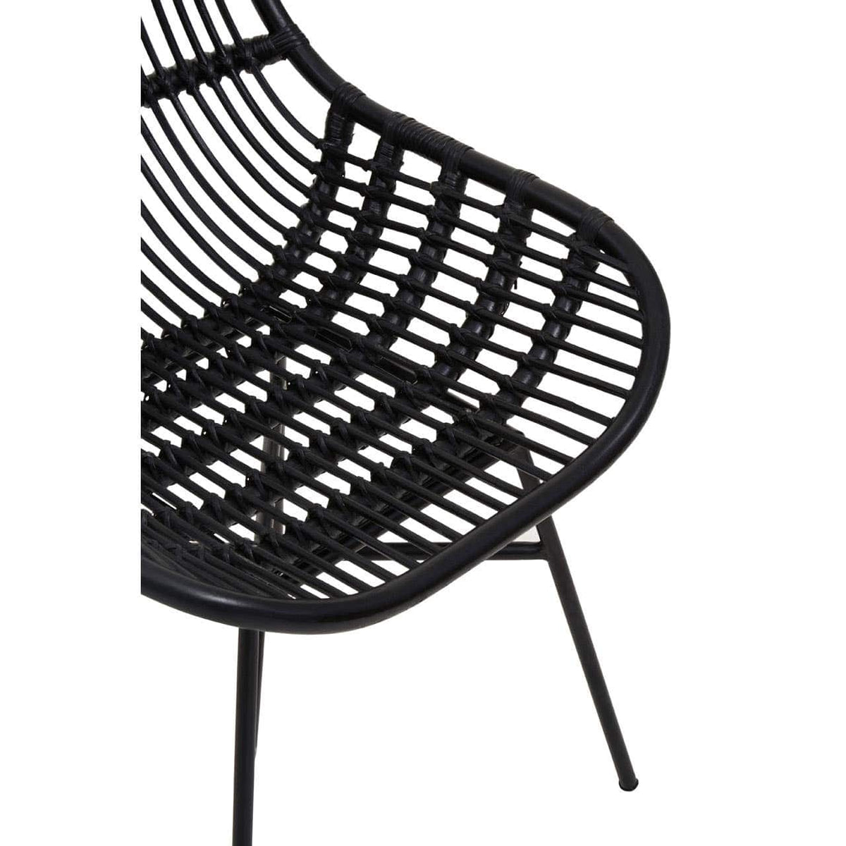 Lagom Curved Black Natural Rattan Chair.