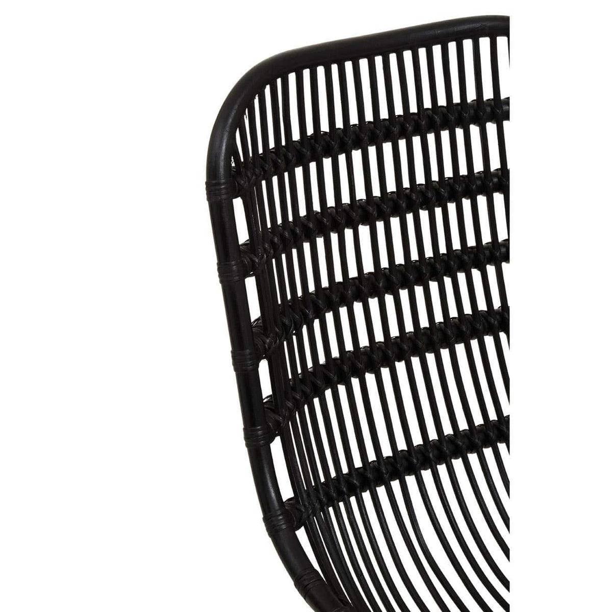 Lagom Curved Black Natural Rattan Chair.