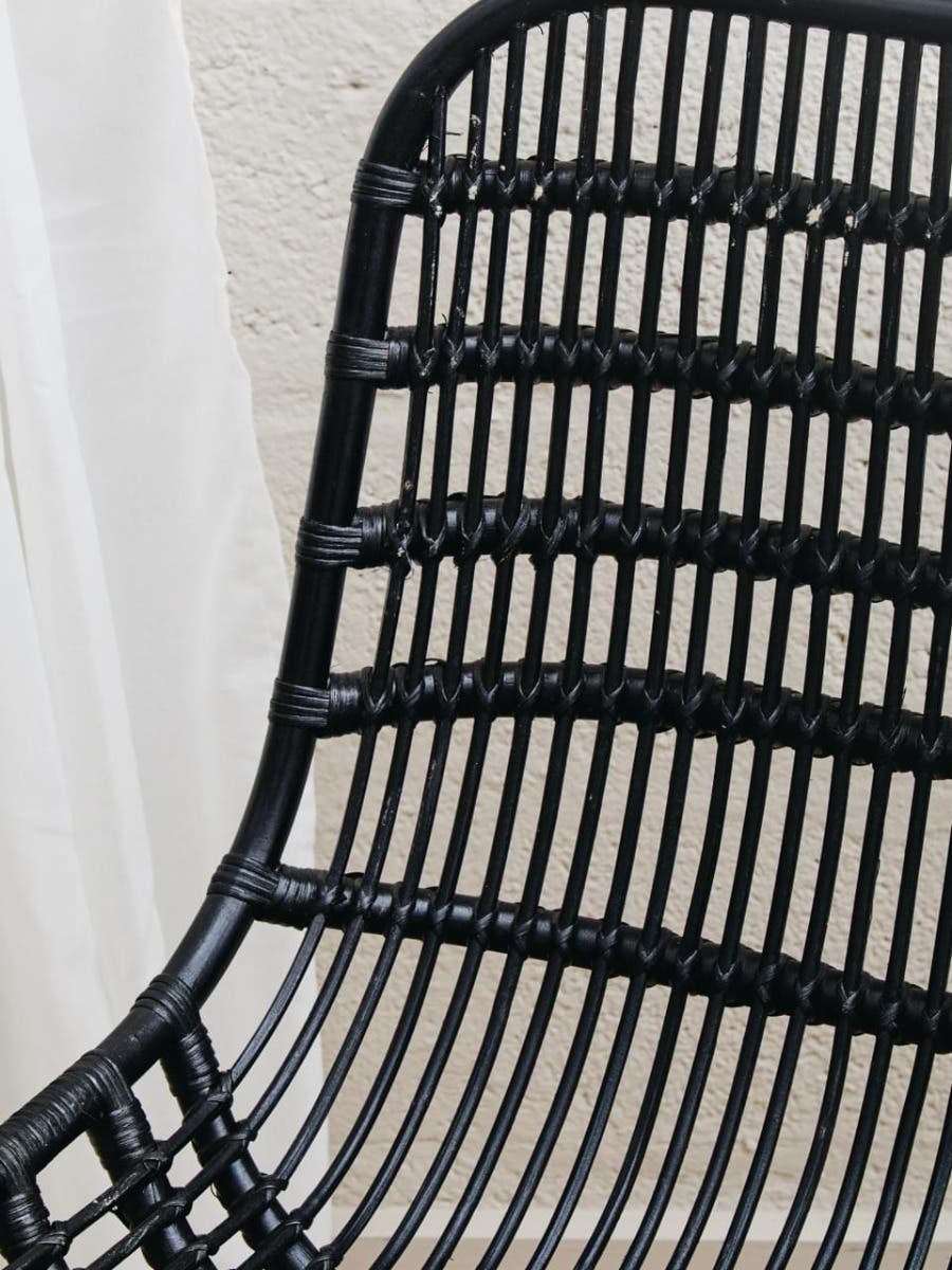 Lagom Curved Black Natural Rattan Chair.