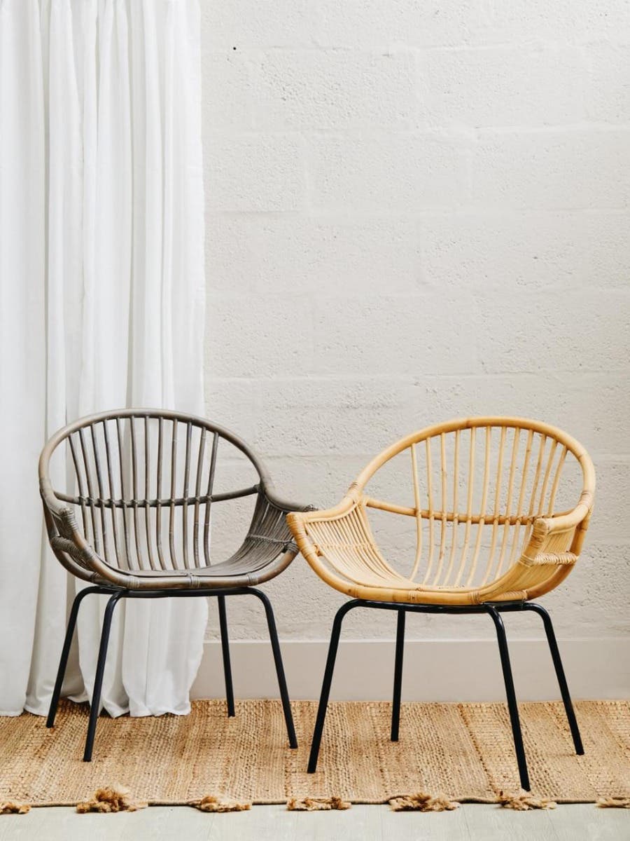 Lagom Grey Wash Natural Rattan Chair.
