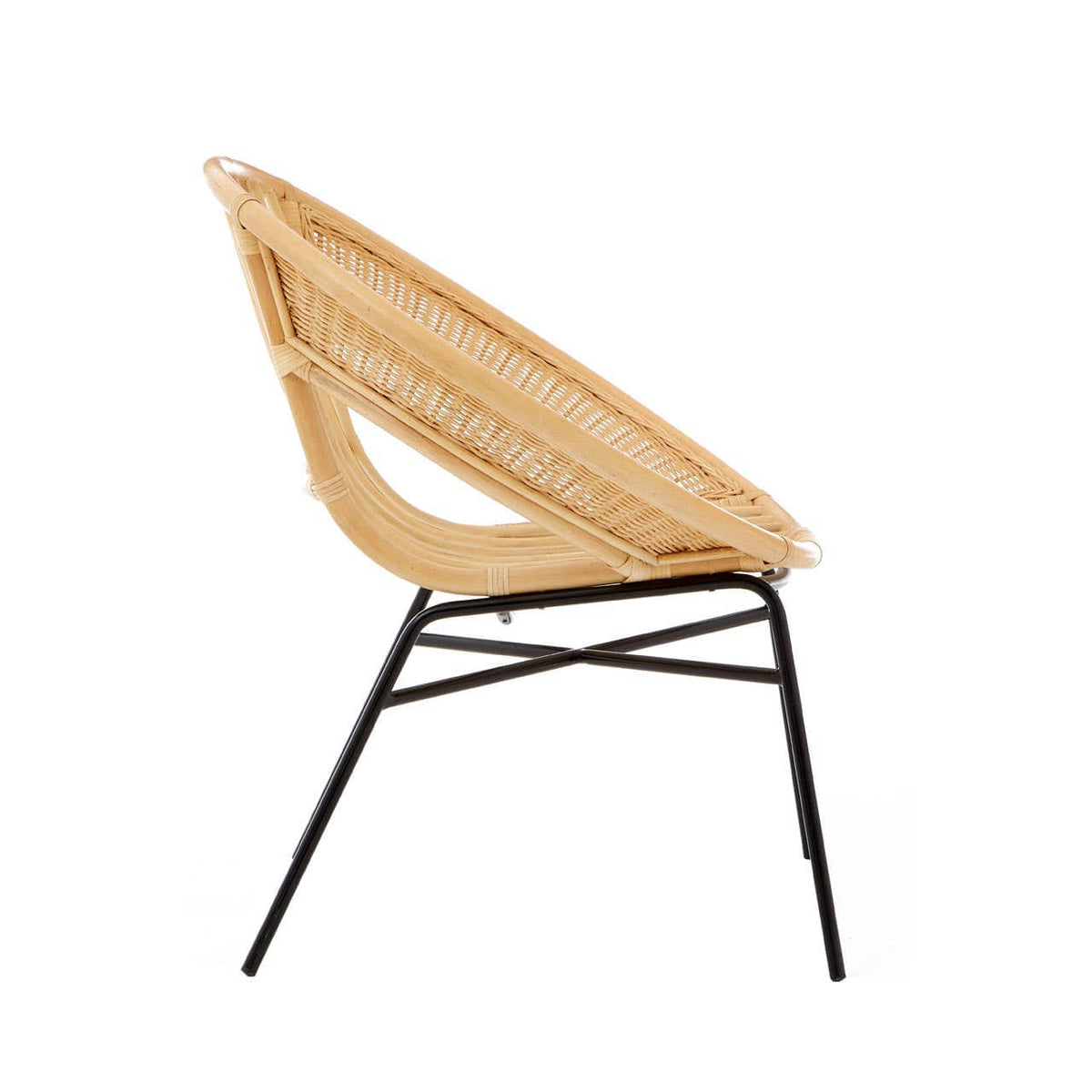 Lagom Natural Rattan And Black Iron Chair.