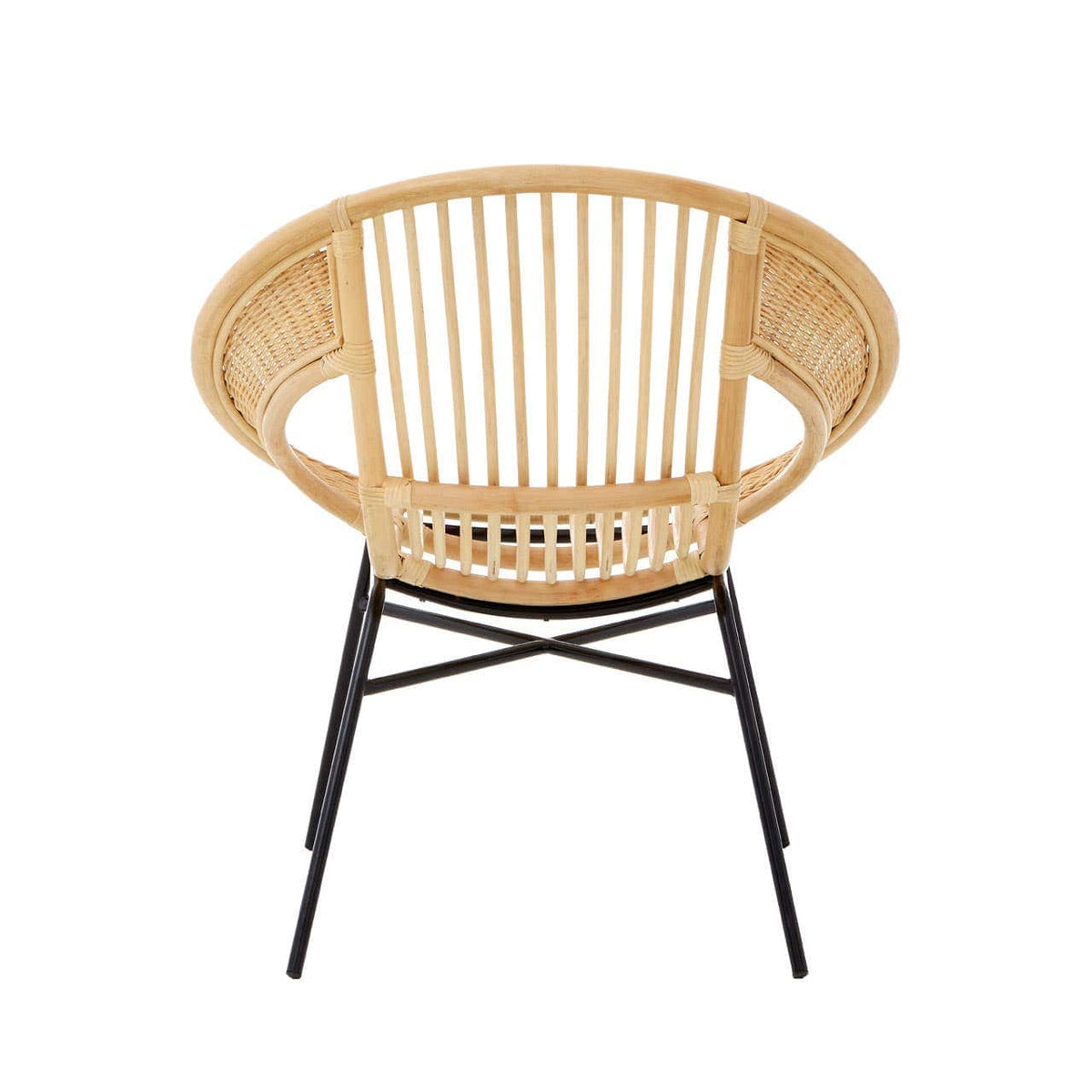 Lagom Natural Rattan And Black Iron Chair.