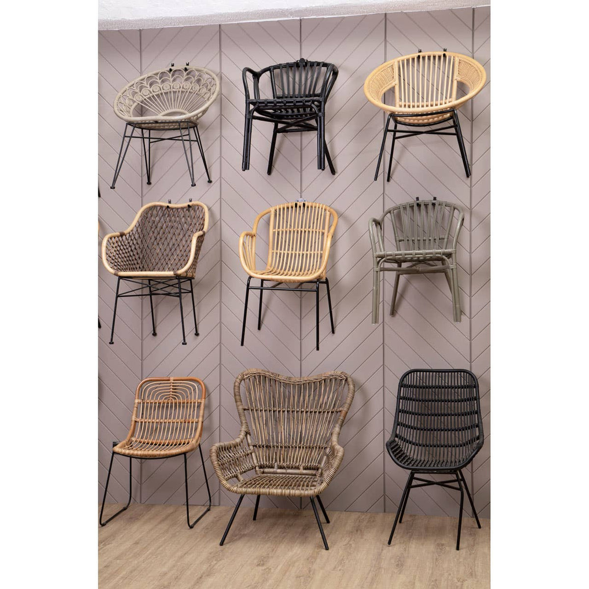 Lagom Natural Rattan And Black Iron Chair.