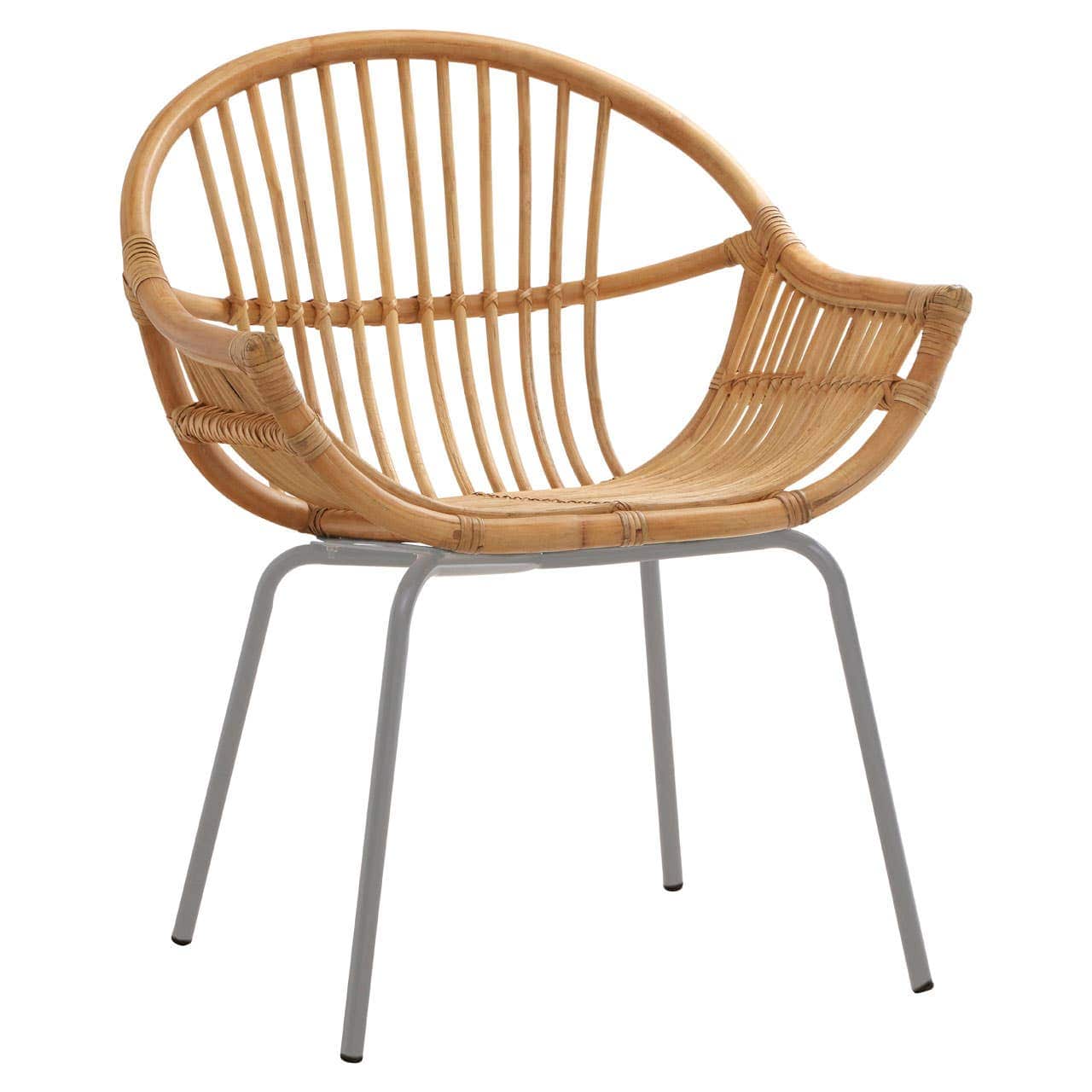 Noosa & Co. Living Lagom Natural Rattan Grey Metal Chair House of Isabella UK