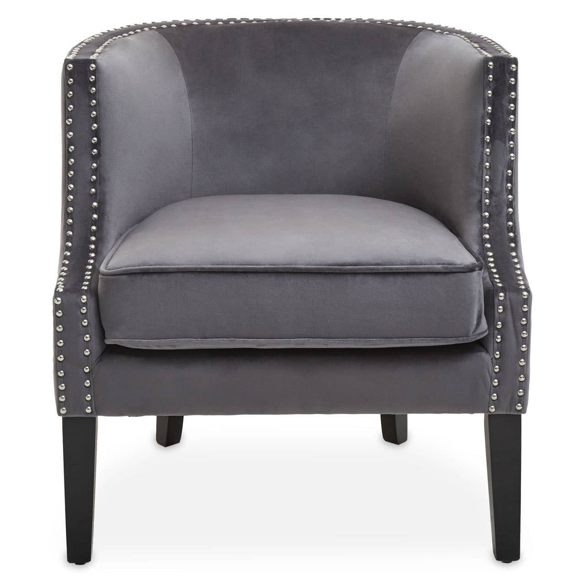 Larissa Grey Velvet Studded Chair.