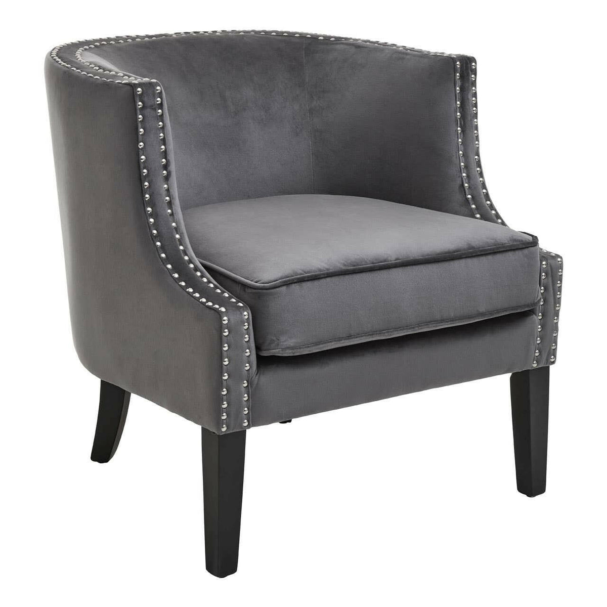 Larissa Grey Velvet Studded Chair.