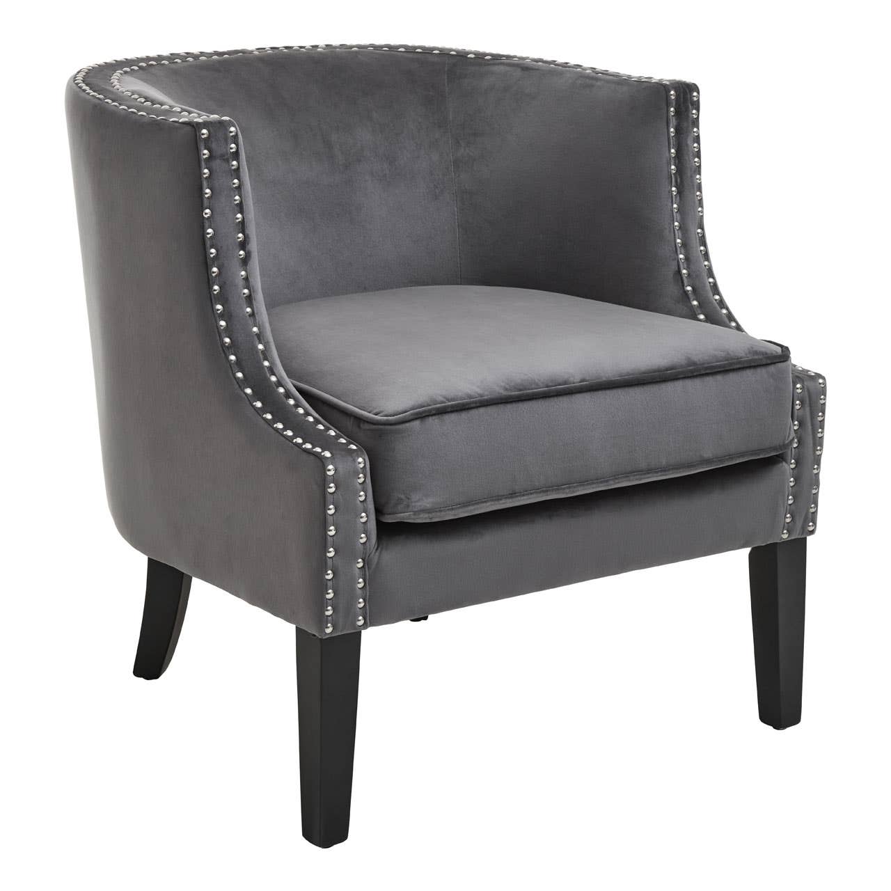 Noosa & Co. Living Larissa Grey Velvet Studded Chair House of Isabella UK