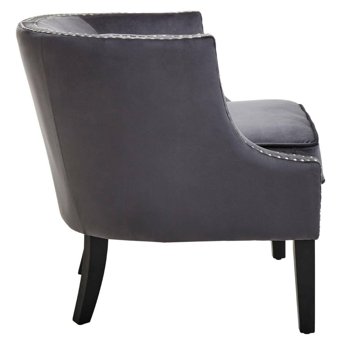 Larissa Grey Velvet Studded Chair.
