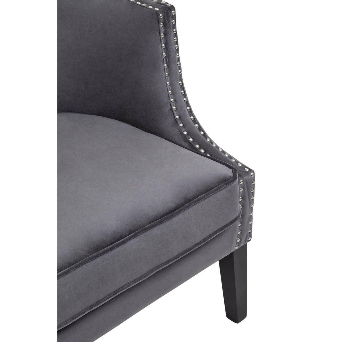 Larissa Grey Velvet Studded Chair.