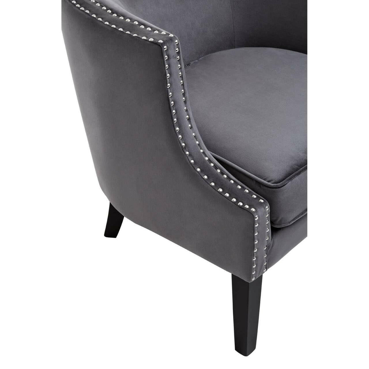 Larissa Grey Velvet Studded Chair.