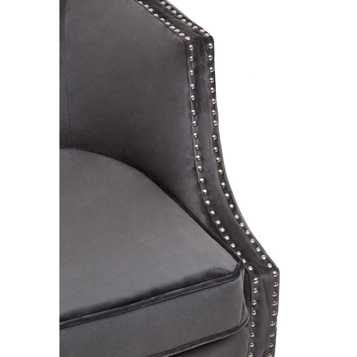 Larissa Grey Velvet Studded Chair.
